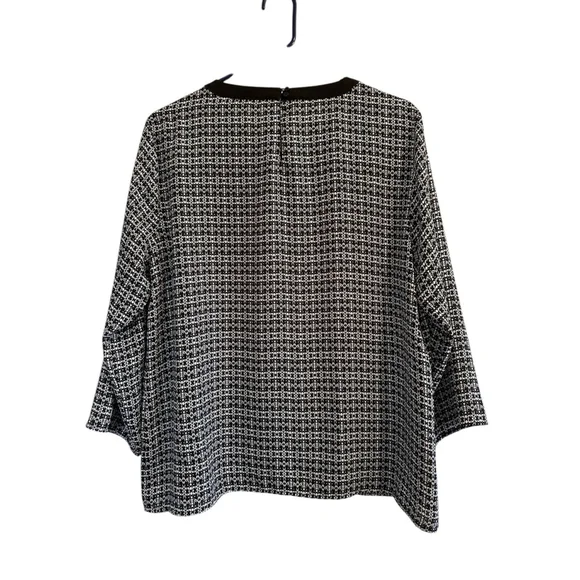 Violet & Claire Career Blouse Womens XL Blue & White 3/4 Sleeves Summer Top - Picture 4 of 17